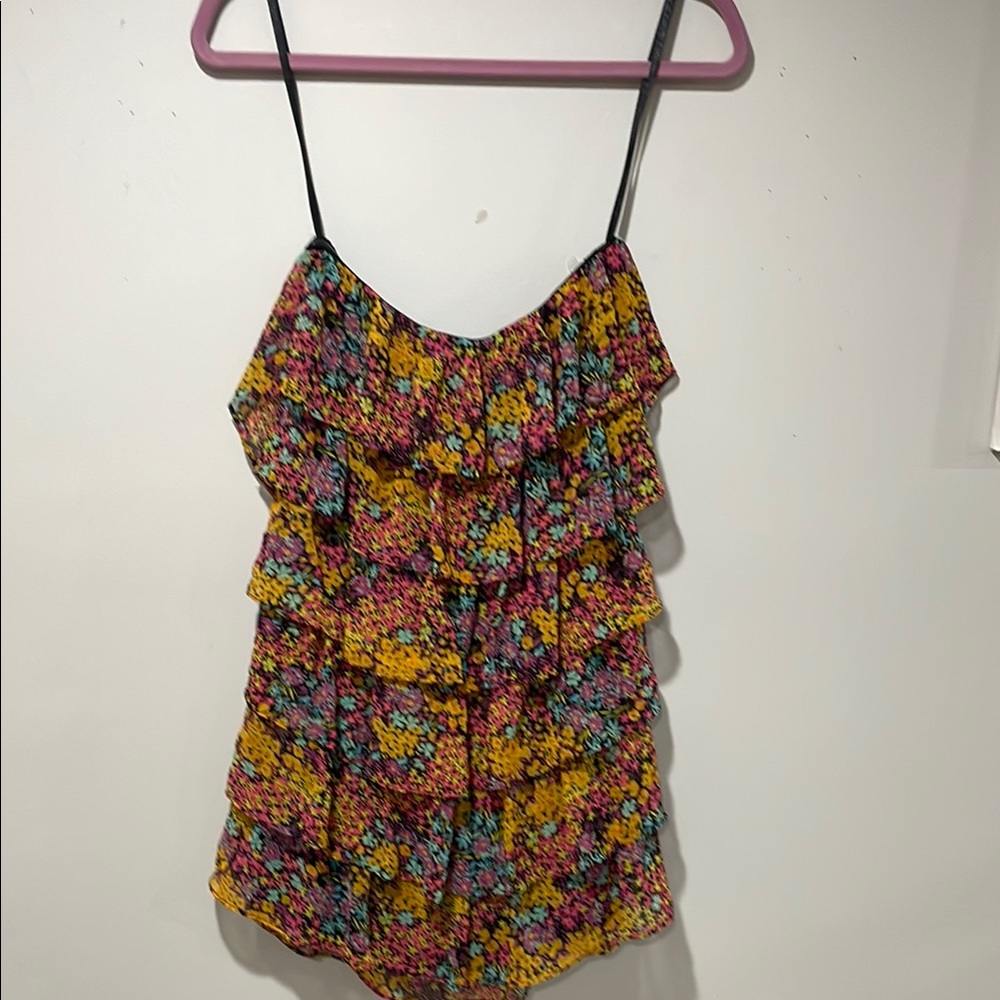 Moda international strapless Floral Ruffle Dress